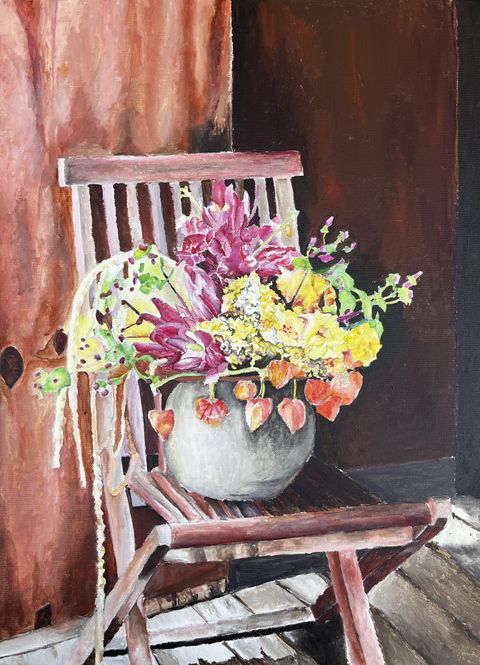 Flowers Sitting on Chair